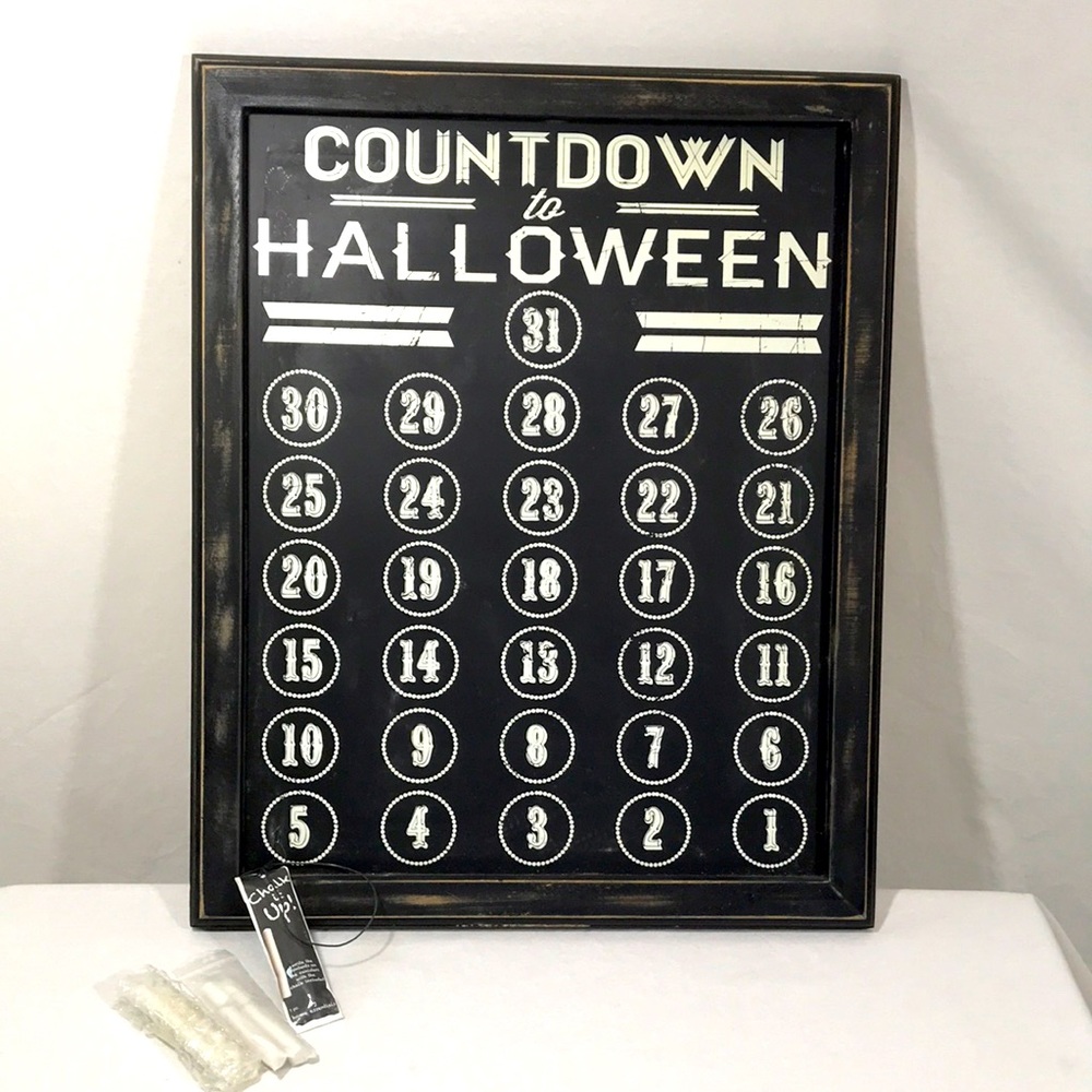 Halloween Wooden Distressed Frame Caulk Countdown Board Calendar W/Caulk